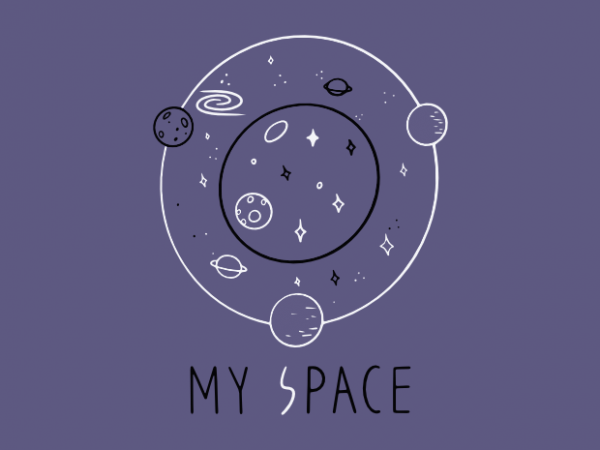 My space universe vector with planets t shirt graphic design