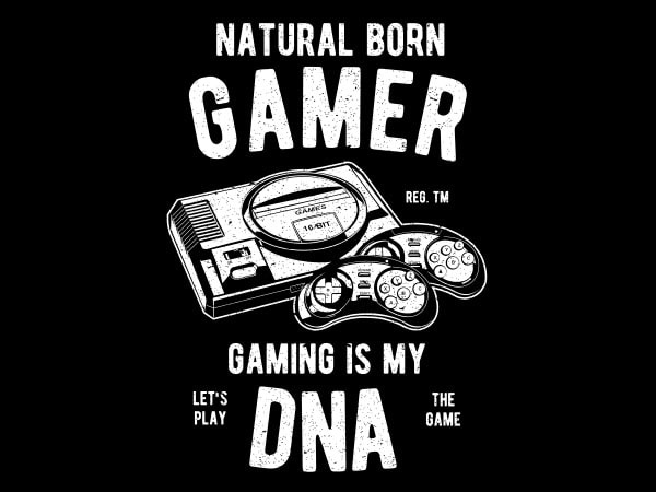 Natural born gamer graphic t-shirt design