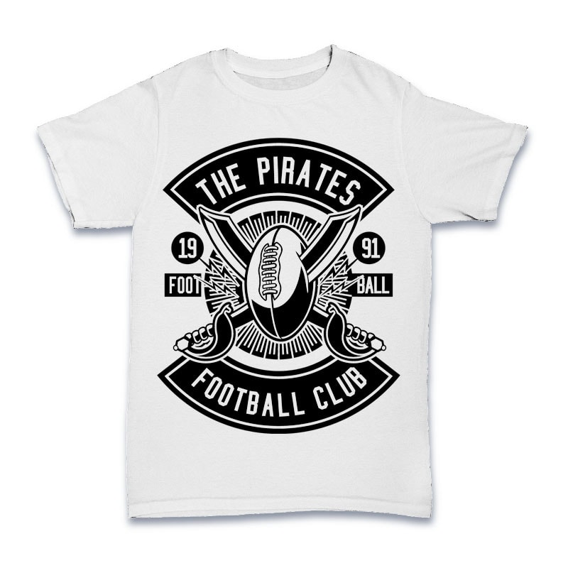 Pirates Football Tshirt Design t shirt designs for print on demand