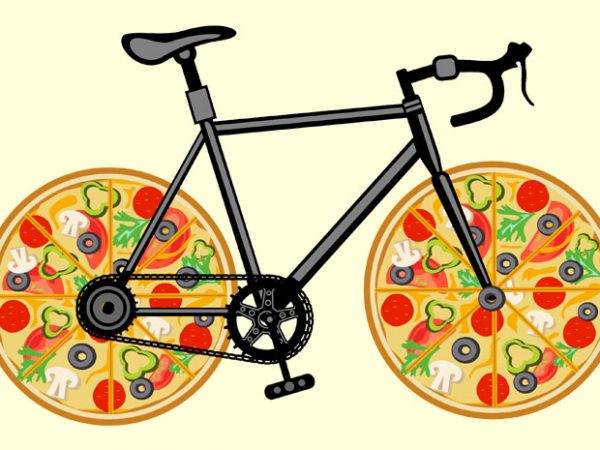 Pizza bike tshirt design