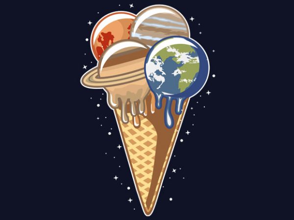 Planet ice cream tshirt design