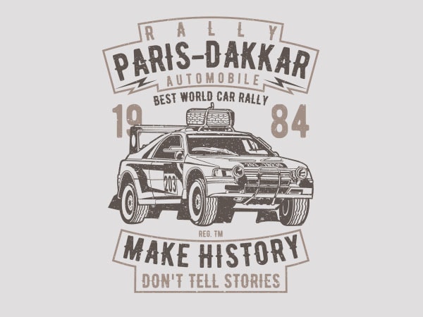 Rally paris dakar automobile vector t-shirt design