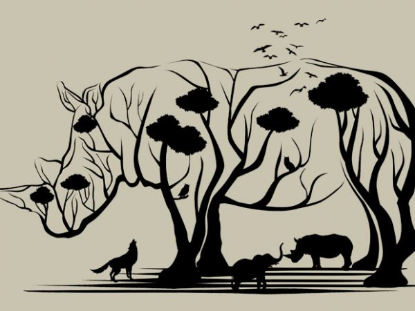Rhino tree tshirt design
