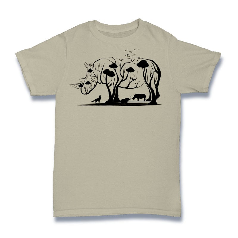 Rhino Tree Tshirt Design t shirt designs for sale