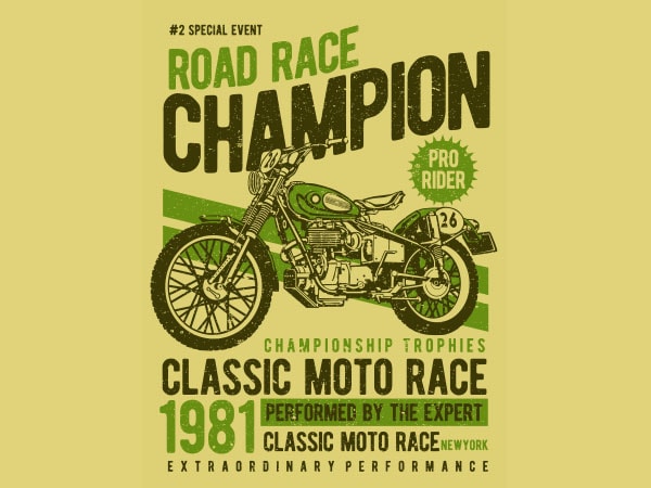 Road race champion vector t-shirt design