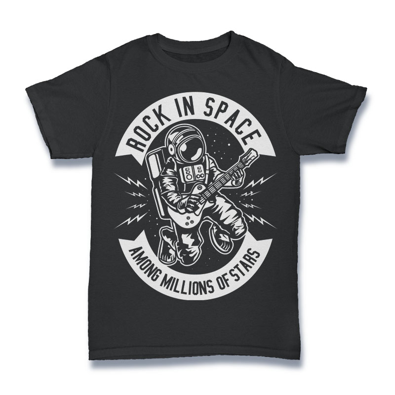 Rock In Space Tshirt Design tshirt designs for merch by amazon