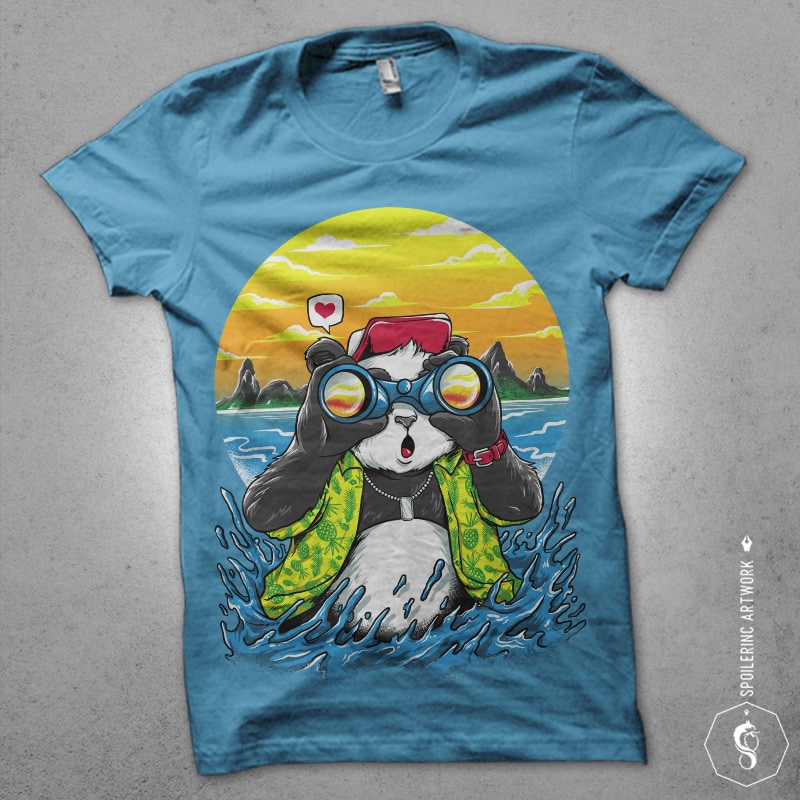 summer panda Graphic t-shirt design t shirt designs for merch teespring and printful