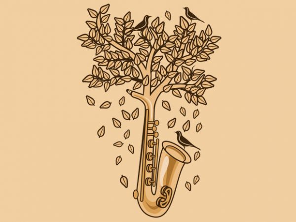 Saxophone tree tshirt design
