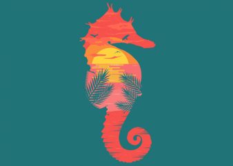 Sea Horse Beach Tshirt Design