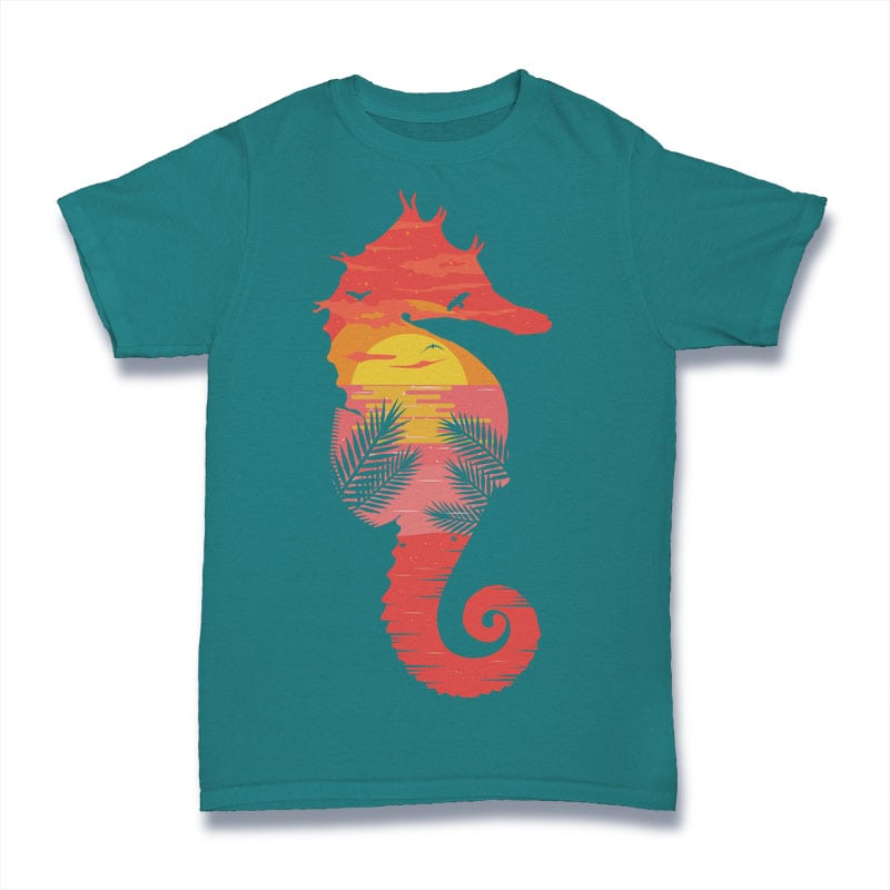 Sea Horse Beach Tshirt Design - Buy t-shirt designs
