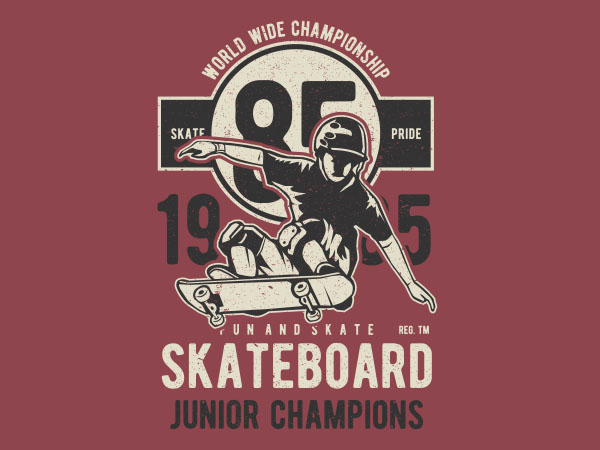 Skateboard junior champions graphic t-shirt design