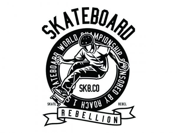 Skateboard rebellion tshirt design