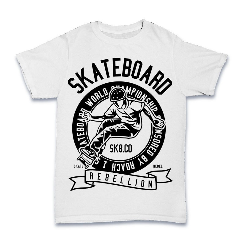 Skateboard Rebellion Tshirt Design tshirt designs for merch by amazon