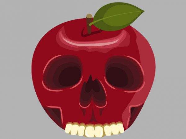 Skull apple tshirt design