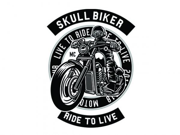 Skull biker tshirt design