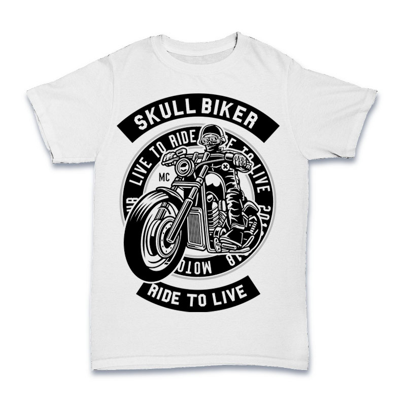 Skull Biker Tshirt Design tshirt factory