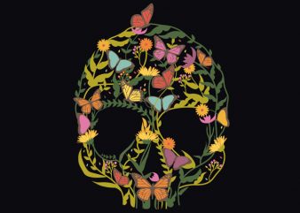 Skull Flower Tshirt Design