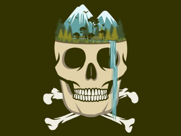 Skull waterfall tshirt design