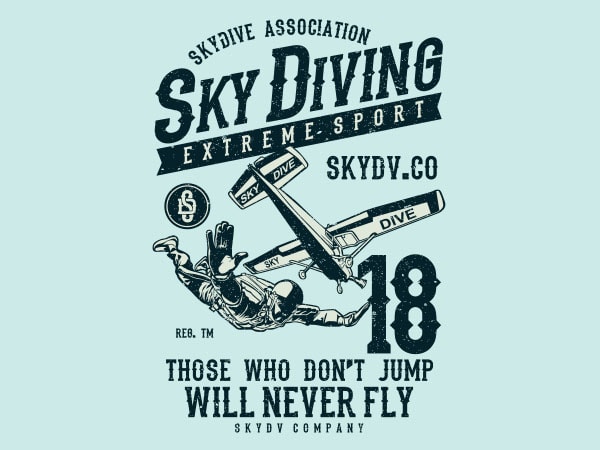 Sky diving vector t-shirt design