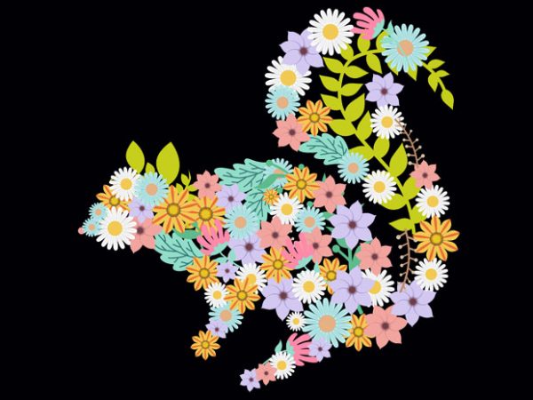 Squirrel flower tshirt design