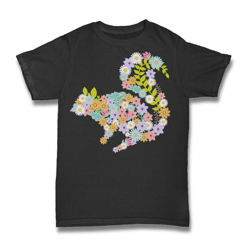 Squirrel Flower Tshirt Design t-shirt designs for merch by amazon