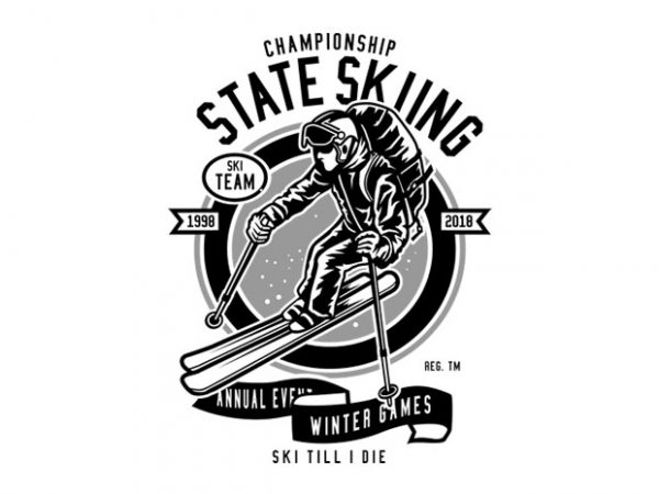 State skiing tshirt design