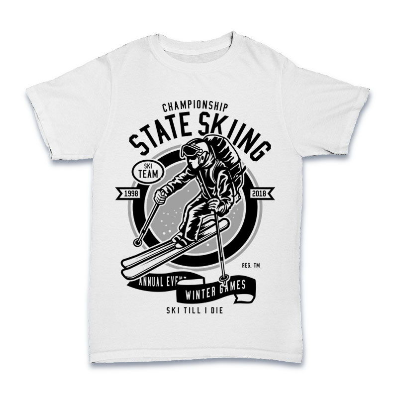 State Skiing Tshirt Design tshirt design for merch by amazon