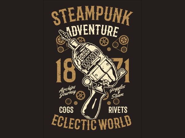 Steampunk adventure vector t-shirt design