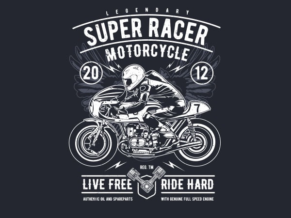 Super racer motorcycle vector t-shirt design