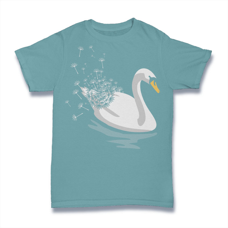 Swan Dandelion Tshirt Design t-shirt designs for merch by amazon