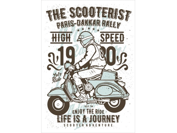 The scooterist 1980 graphic t-shirt design