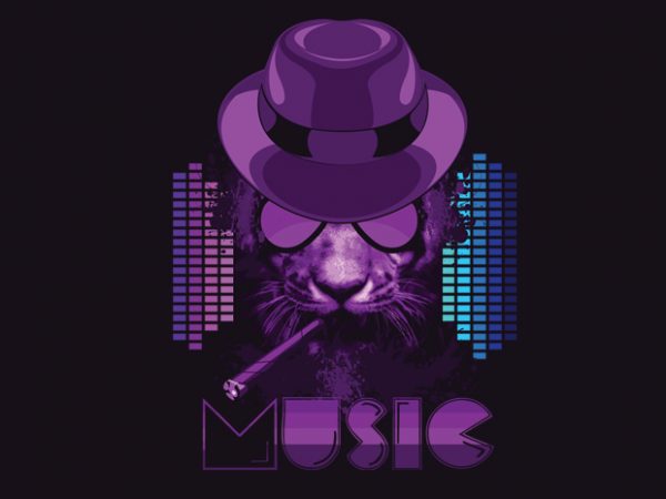 Music tiger vector t-shirt design