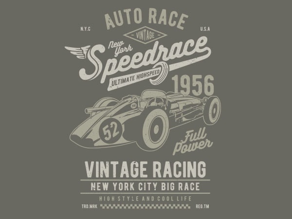 Vintage speedrace vector t-shirt design Vintage speedrace vector t-shirt design