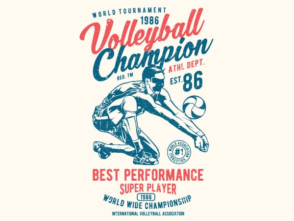 Volleyball champion vector t-shirt design