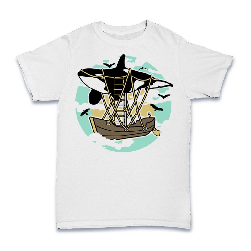 Whale Air Balloon Tshirt Design vector shirt designs