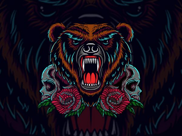 Bear and skull vector t shirt design artwork