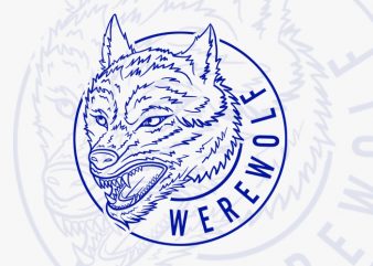 Werewolf vector t shirt design for download