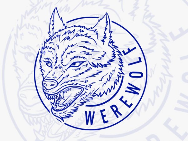Werewolf vector t shirt design for download