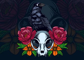 raven and cat design for t shirt