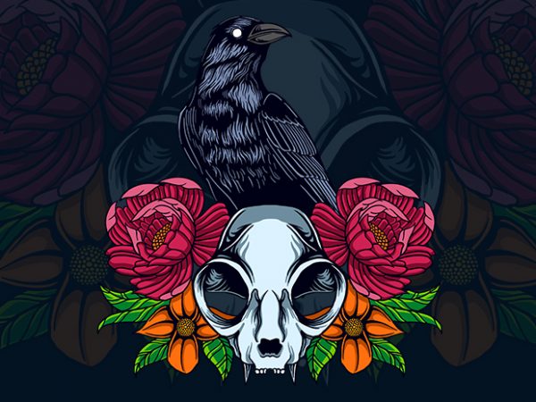 Raven and cat design for t shirt