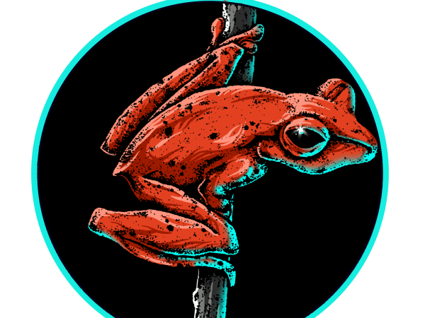 Neon frog t-shirt design for commercial use