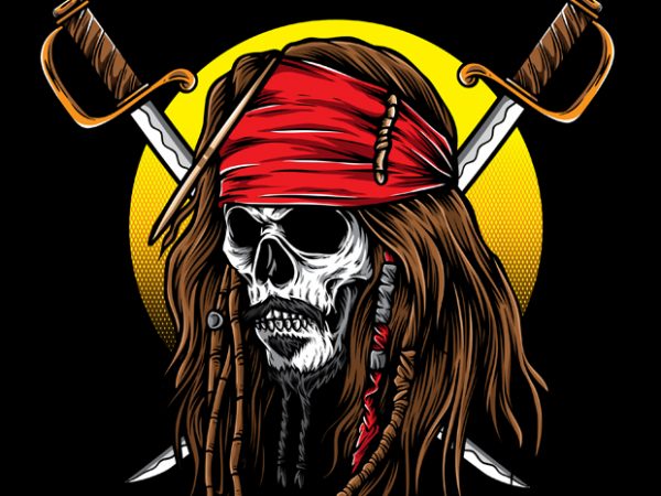 Skull pirate graphic t-shirt design