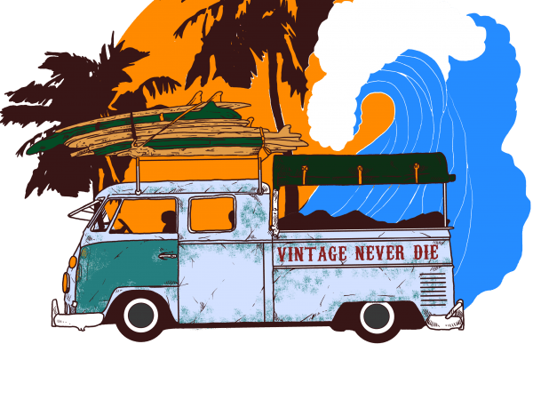 Beach vintage graphic t-shirt design