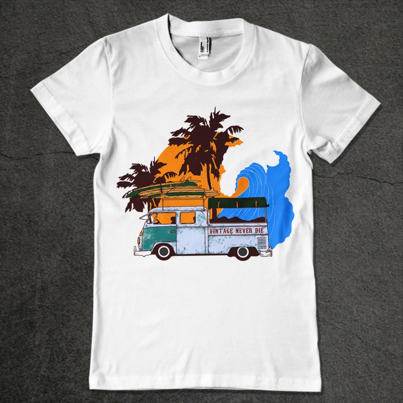 beach vintage t shirt designs for print on demand