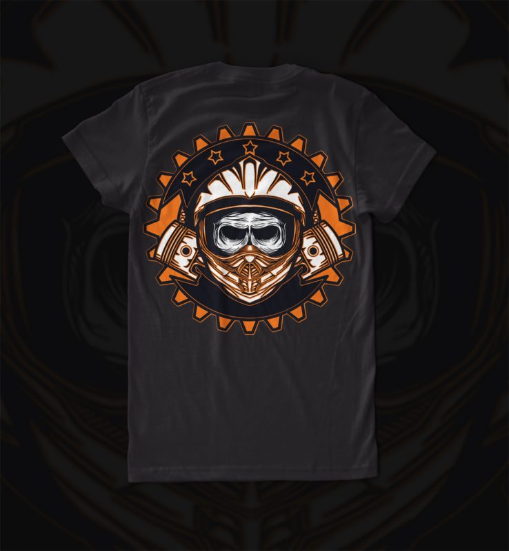 dead skull motocross t shirt designs for printify