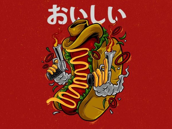 Cowboy hotdog graphic t-shirt design