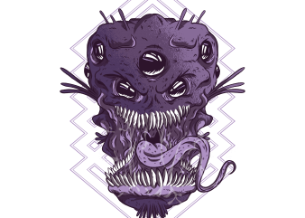 Alien monsters head print ready vector t shirt design