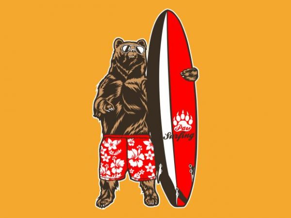 Bear surfer commercial use t-shirt design
