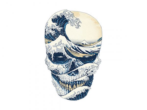 The great wave off skull buy t shirt design for commercial use