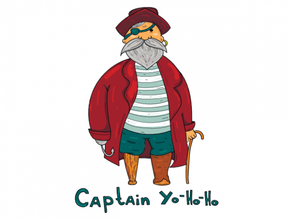 Captain yo ho ho funny pirate kids clothing t shirt printing design
